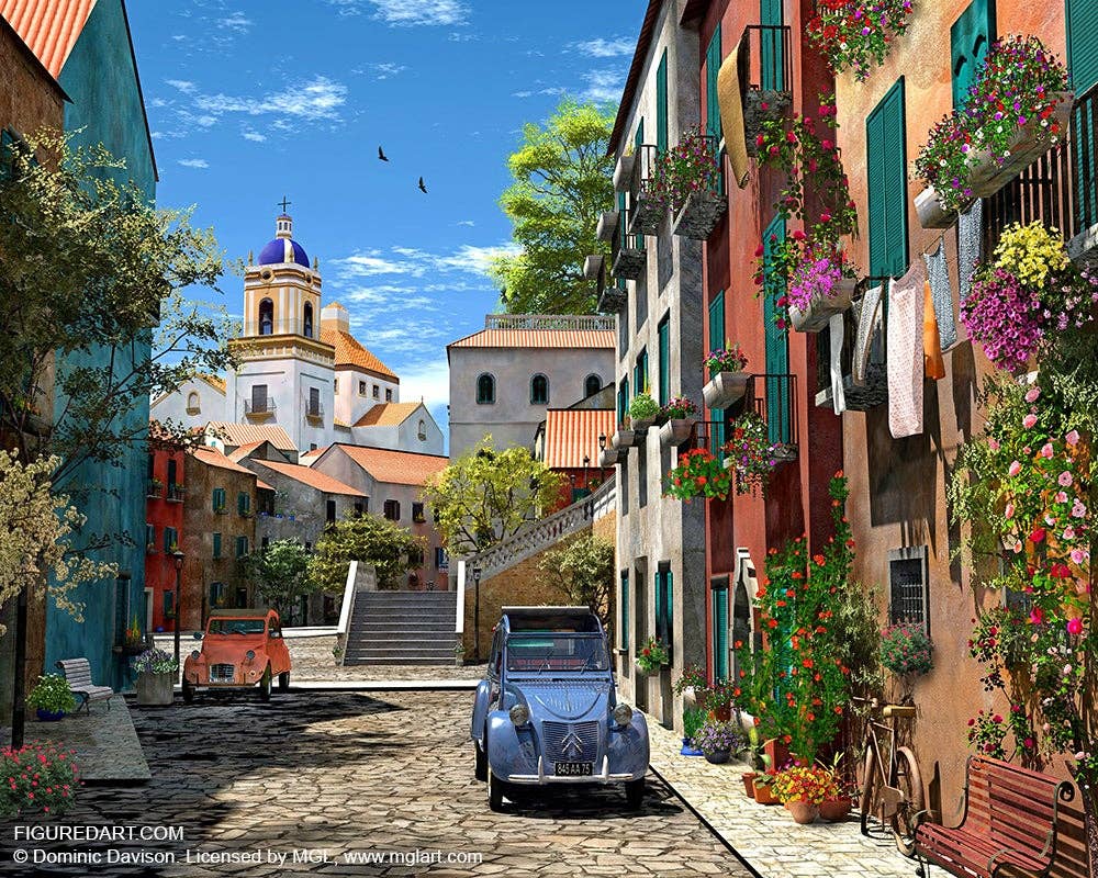 Figured'Art Paint By Number Framed Kit-Cobble stone street