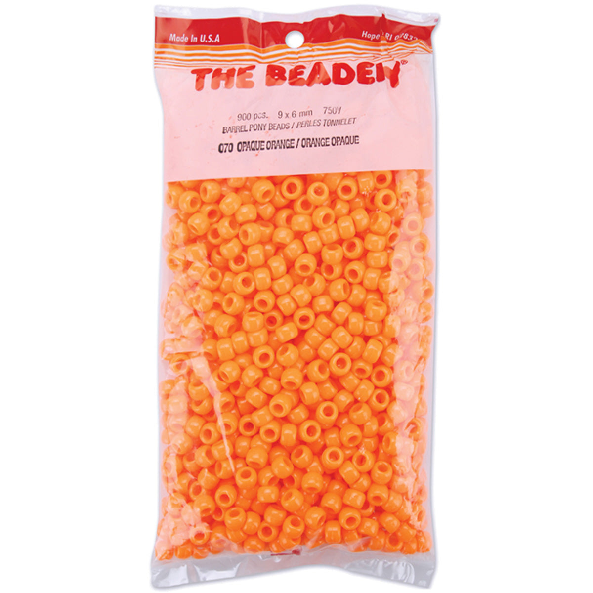 The Beadery Pony Beads 6mmX9mm 900/Pkg-Opaque Orange