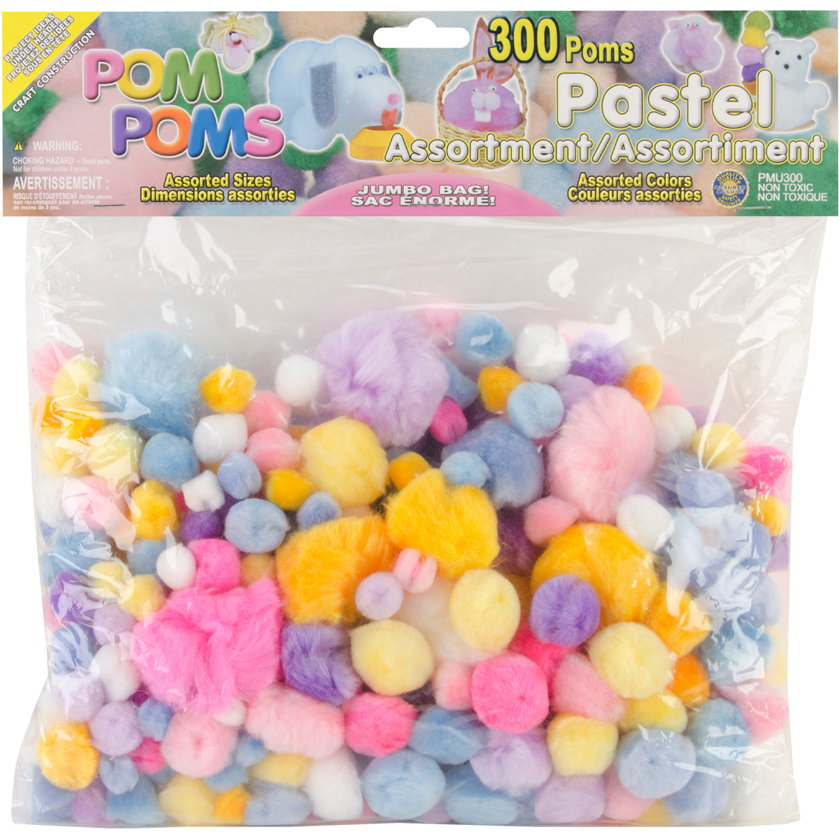 Pepperell Pom-Poms Assorted 300/Pkg-
