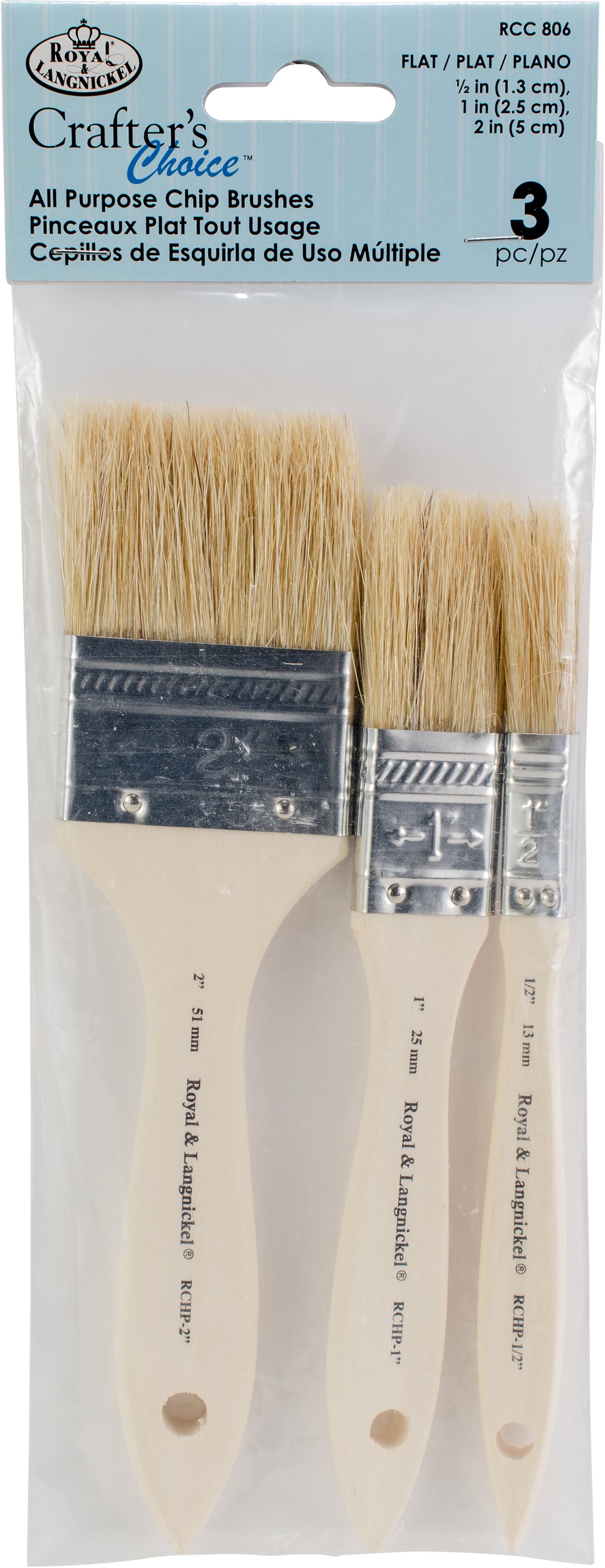Crafter's Choice All Purpose Chip Brush Set 3/Pkg-