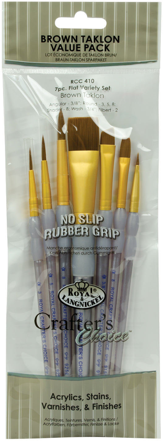 Crafter's Choice Black Taklon Flat Brush Value Pack 7/Pkg-