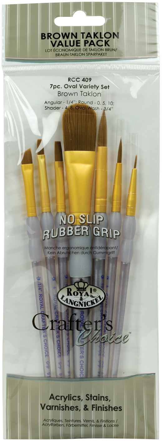 Crafter's Choice Black Taklon Oval Brush Value Pack 7/pkg-