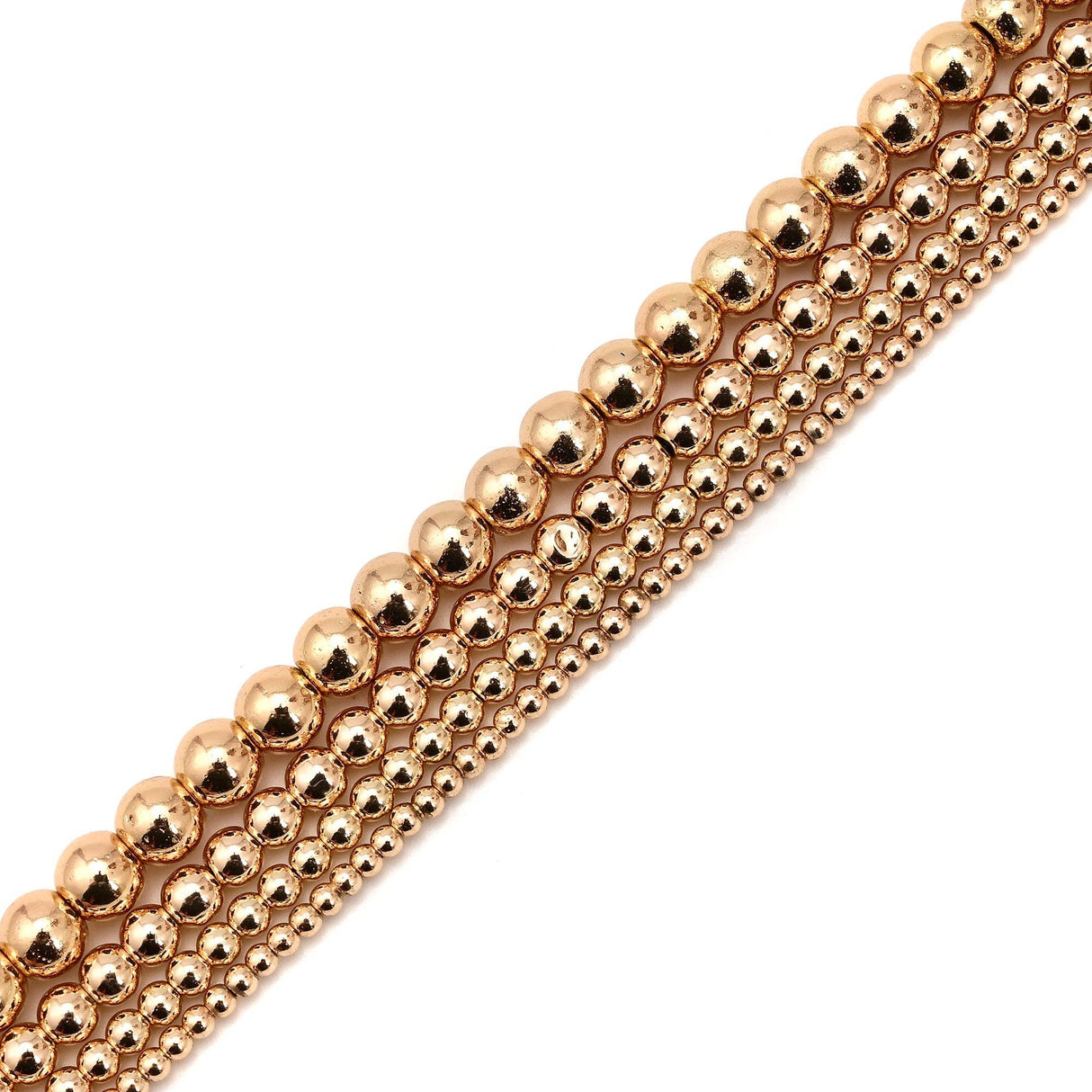 Titanium 14K Gold Plated Hematite Smooth Round Beads 3mm 15.5'' Strd