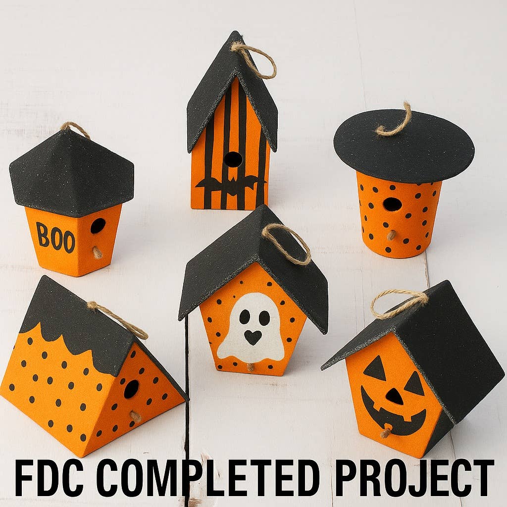 Premade Mini Paper Mache Birdhouses (Set of 6)