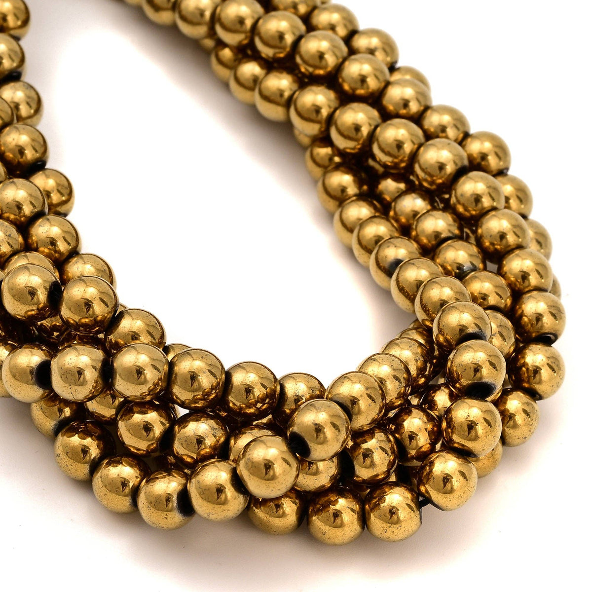 Gold Hematite Smooth Round Beads 15.5" Strand