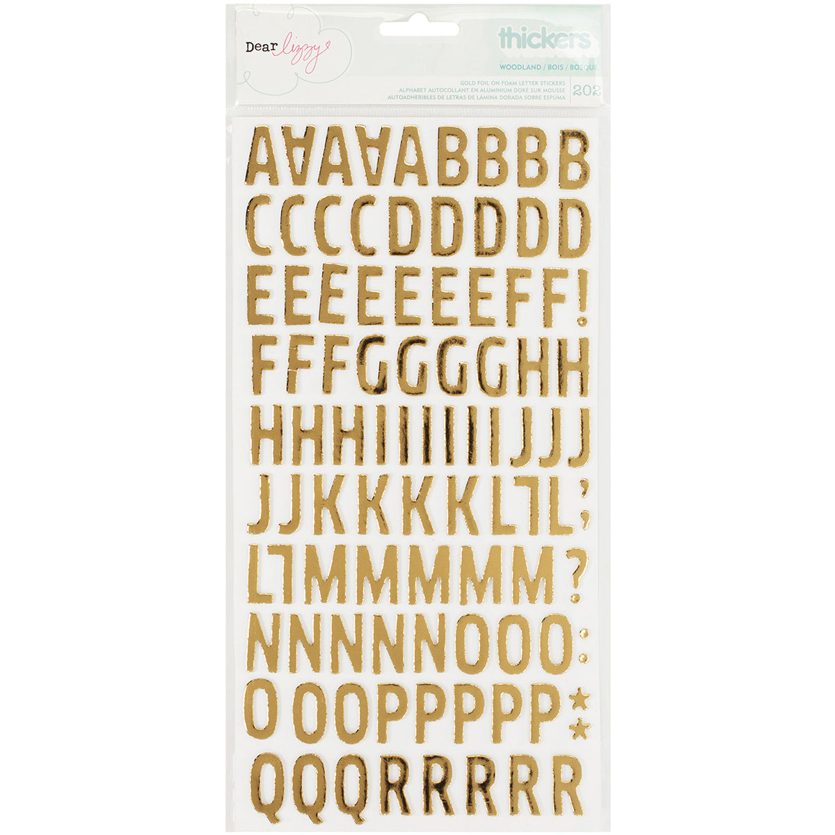 Fine & Dandy Thickers Alpha Stickers 5.5"X11" 202/Pkg-Woodland/Gold Foiled Foam