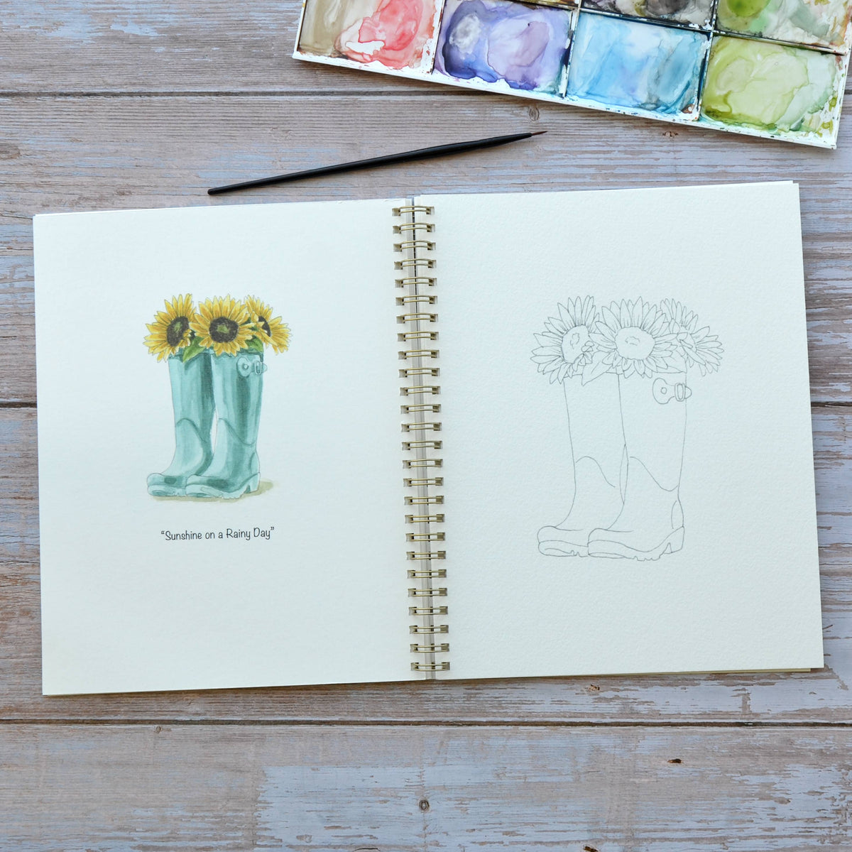Watercolor workbook, Sunflower Watercoloring book