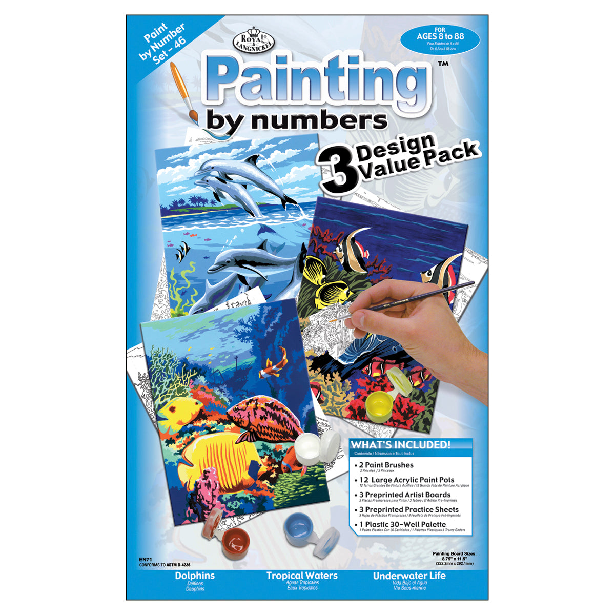 Royal & Langnickel(R) Paint By Number Kit 8.75"X11.75" 3/Pkg-Sea Life