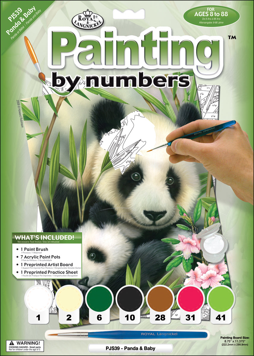 Royal & Langnickel(R) Small Paint By Number Kit 8.75"X11.75"-Panda & Baby