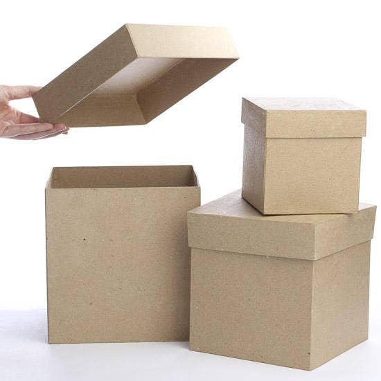 Square Cube Paper Mache Box Size 1