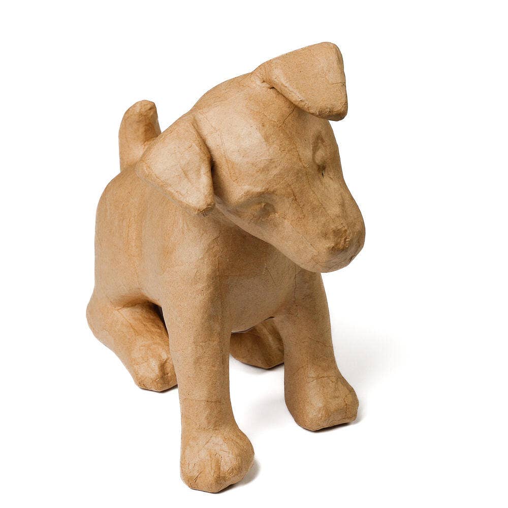 Premade Unfinished Paper Mache Puppy Dog Figurine
