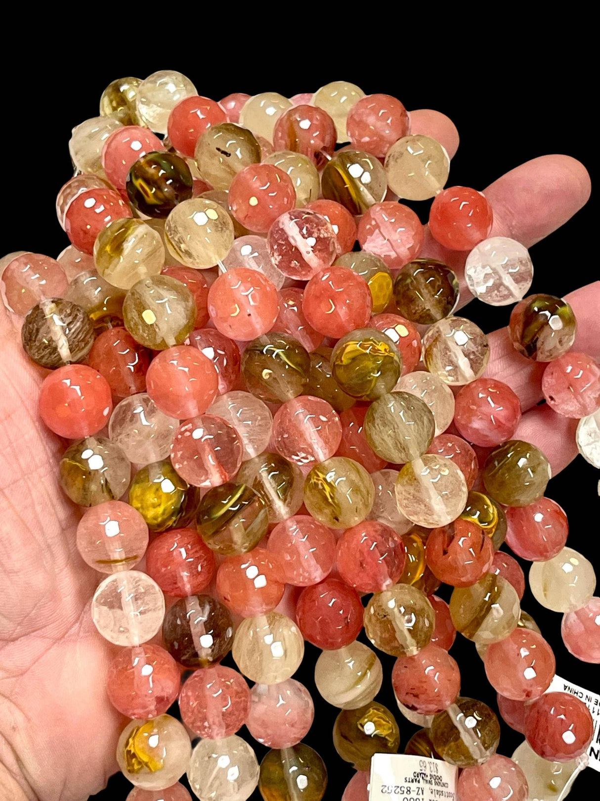 14mm Cherry Quartz Gemstone Faceted Round Beads Strand