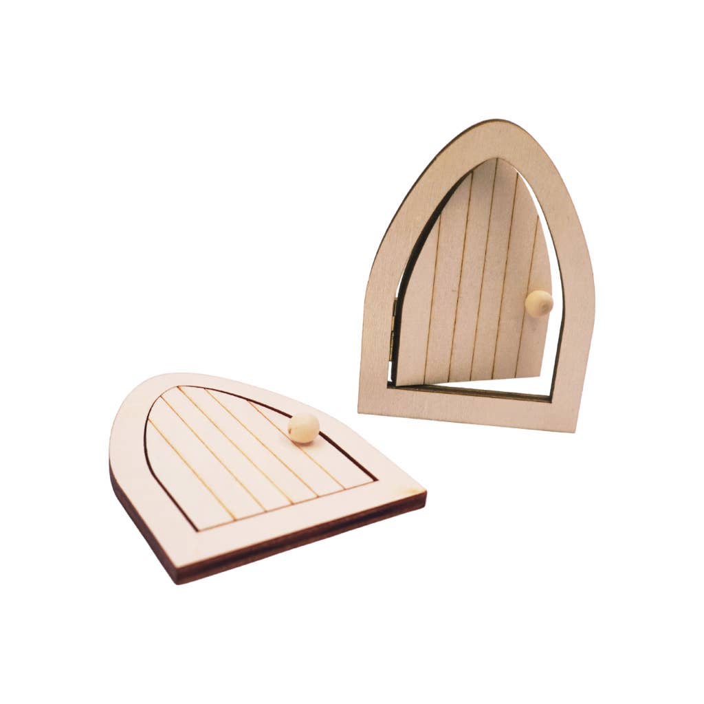 Mini Fairy Doors, Unfinished Wood, Assorted Styles, 2ct