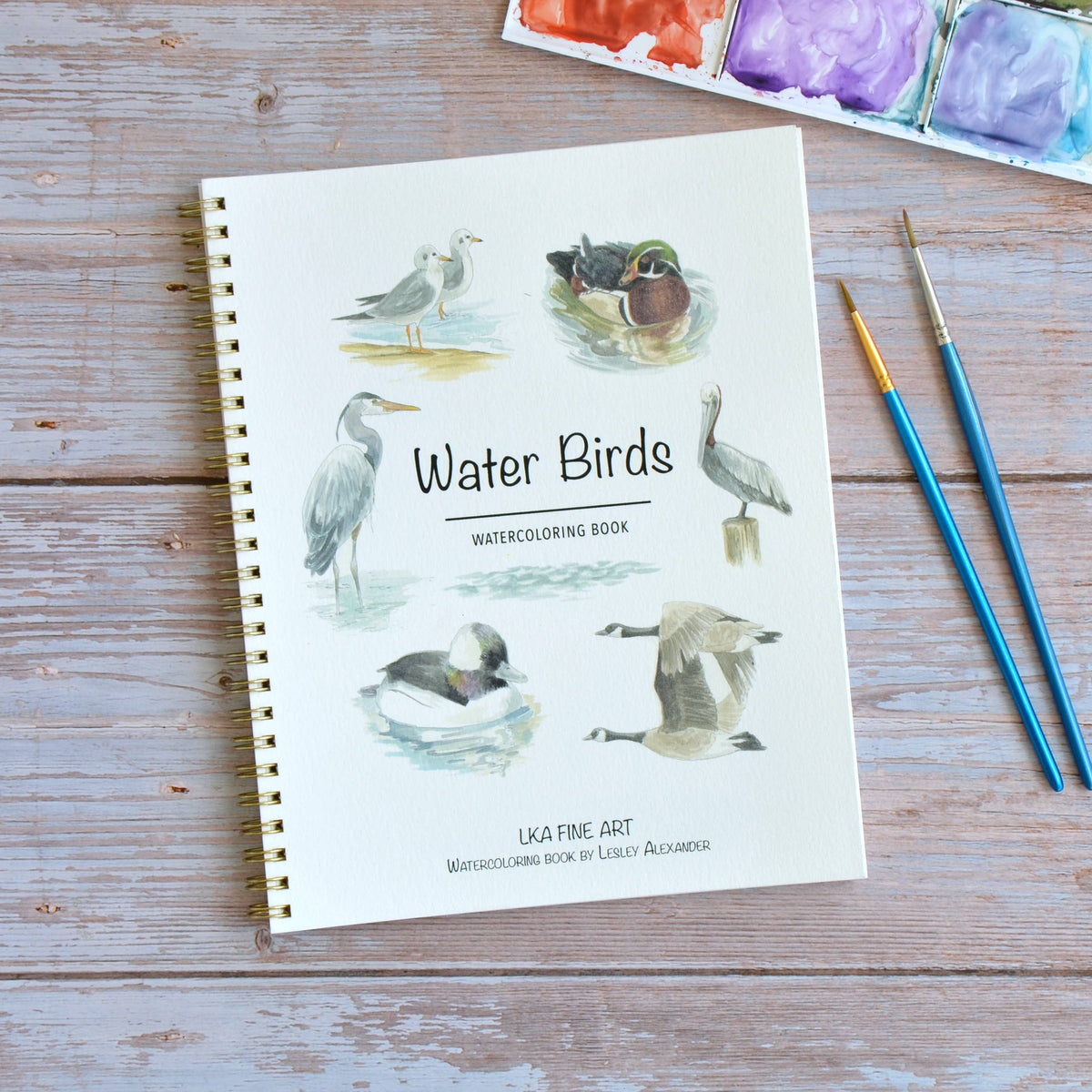 Watercolor workbook, Water Birds Themed Watercoloring book