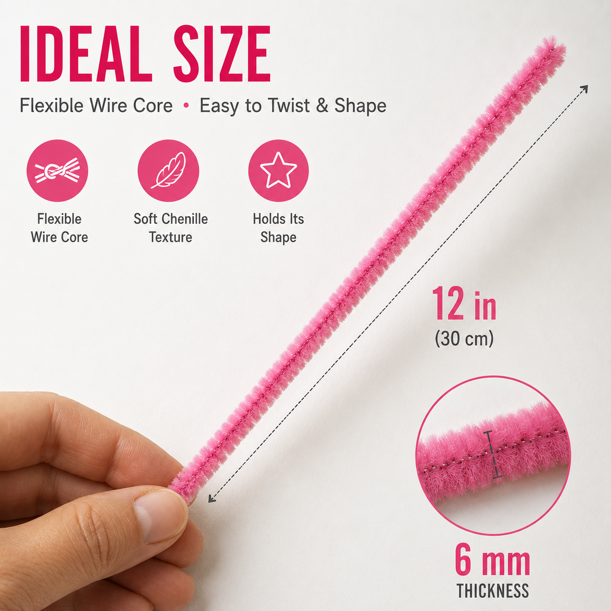 Chenille Stems, 25ct, 14 Color Options