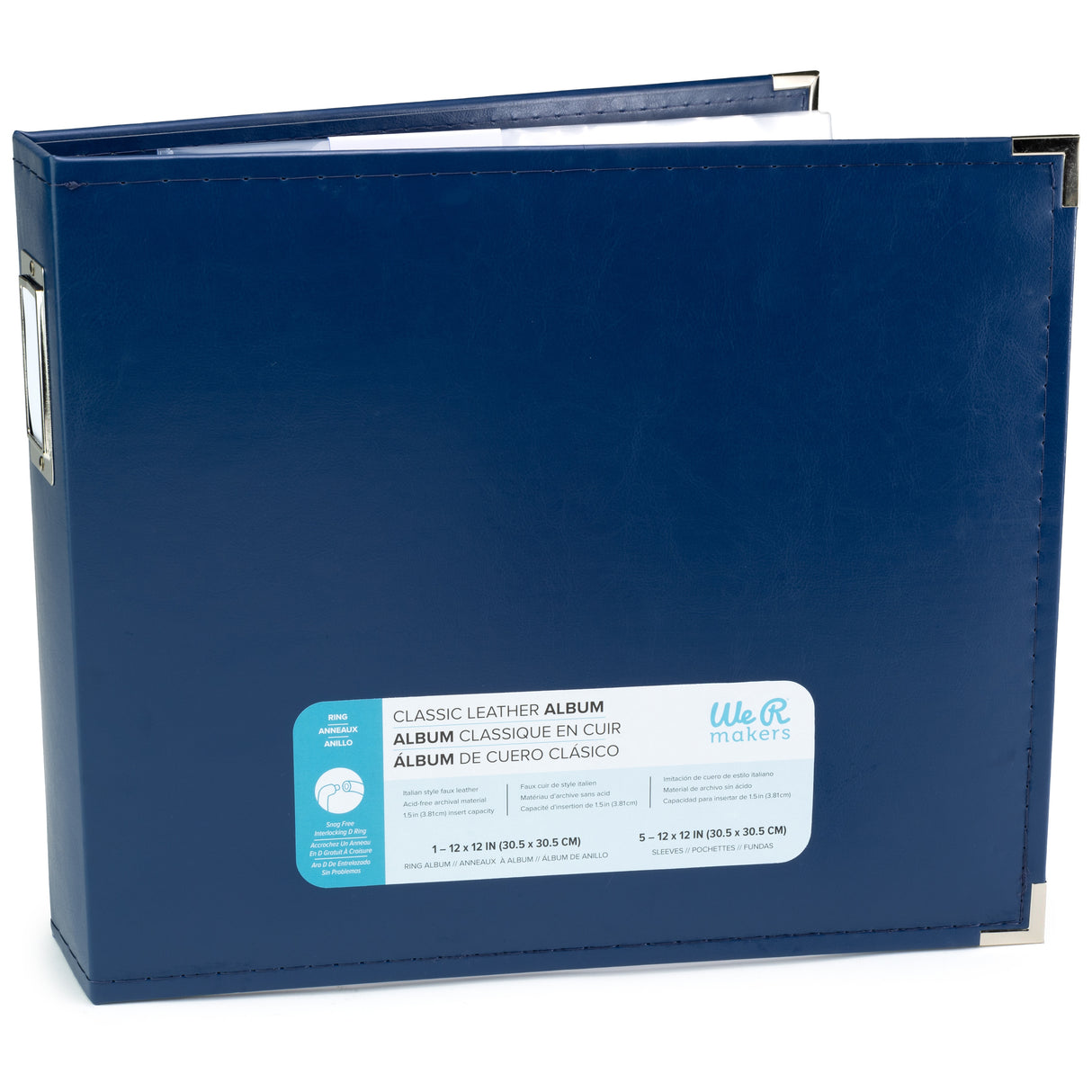 We R Classic Leather D-Ring Album 12"X12"-Cobalt
