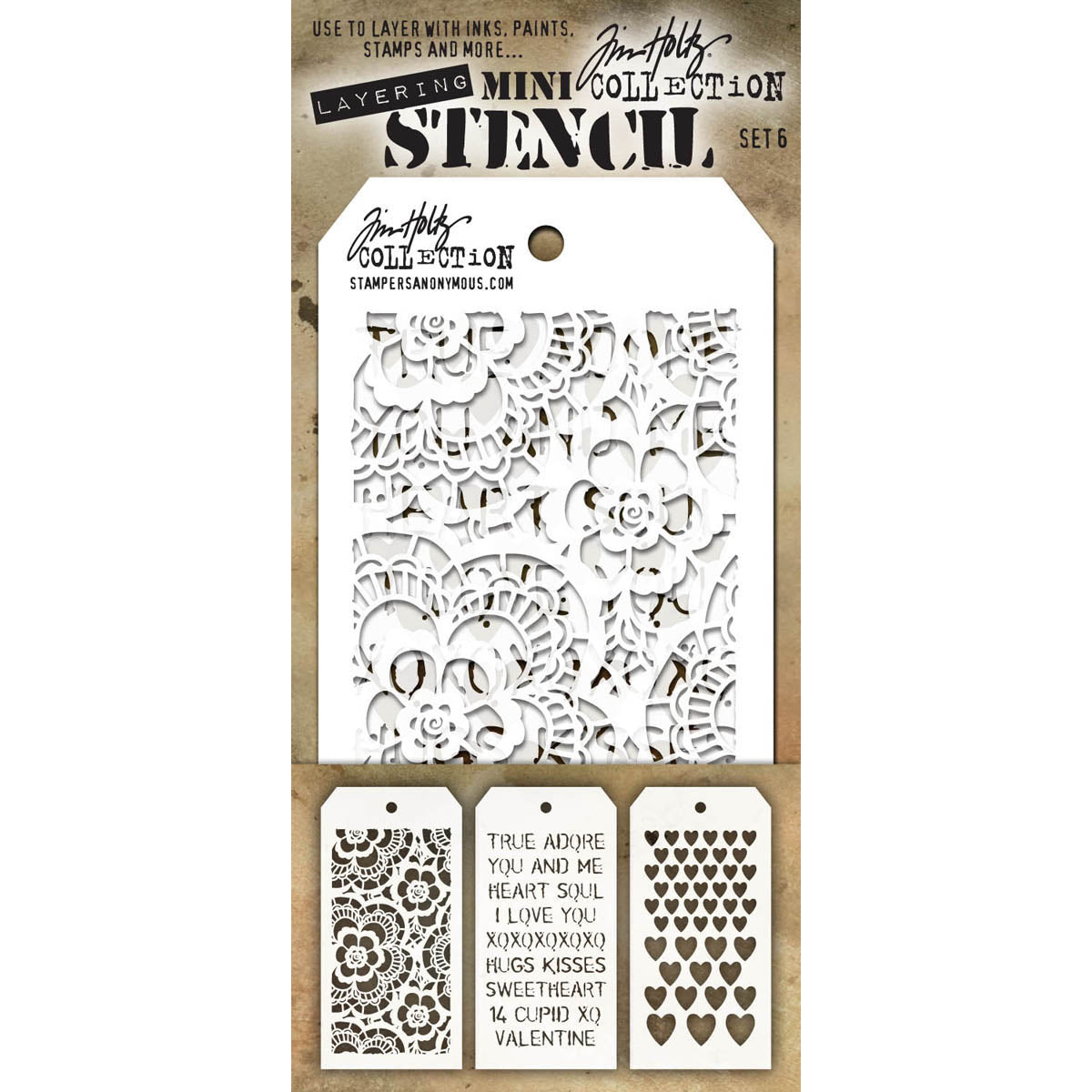 Tim Holtz Mini Layered Stencil Set 3/Pkg-Set #6