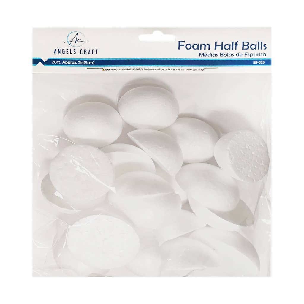 2-Inch White Polystyrene Craft Foam Half Balls (20-Count PK_