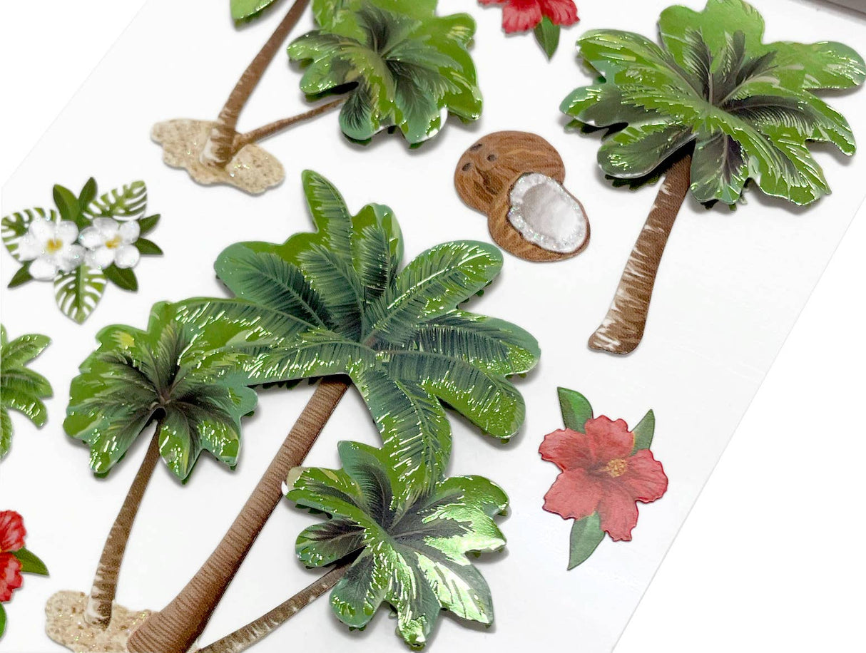 3D Scrapbook Stickers - Palm Trees