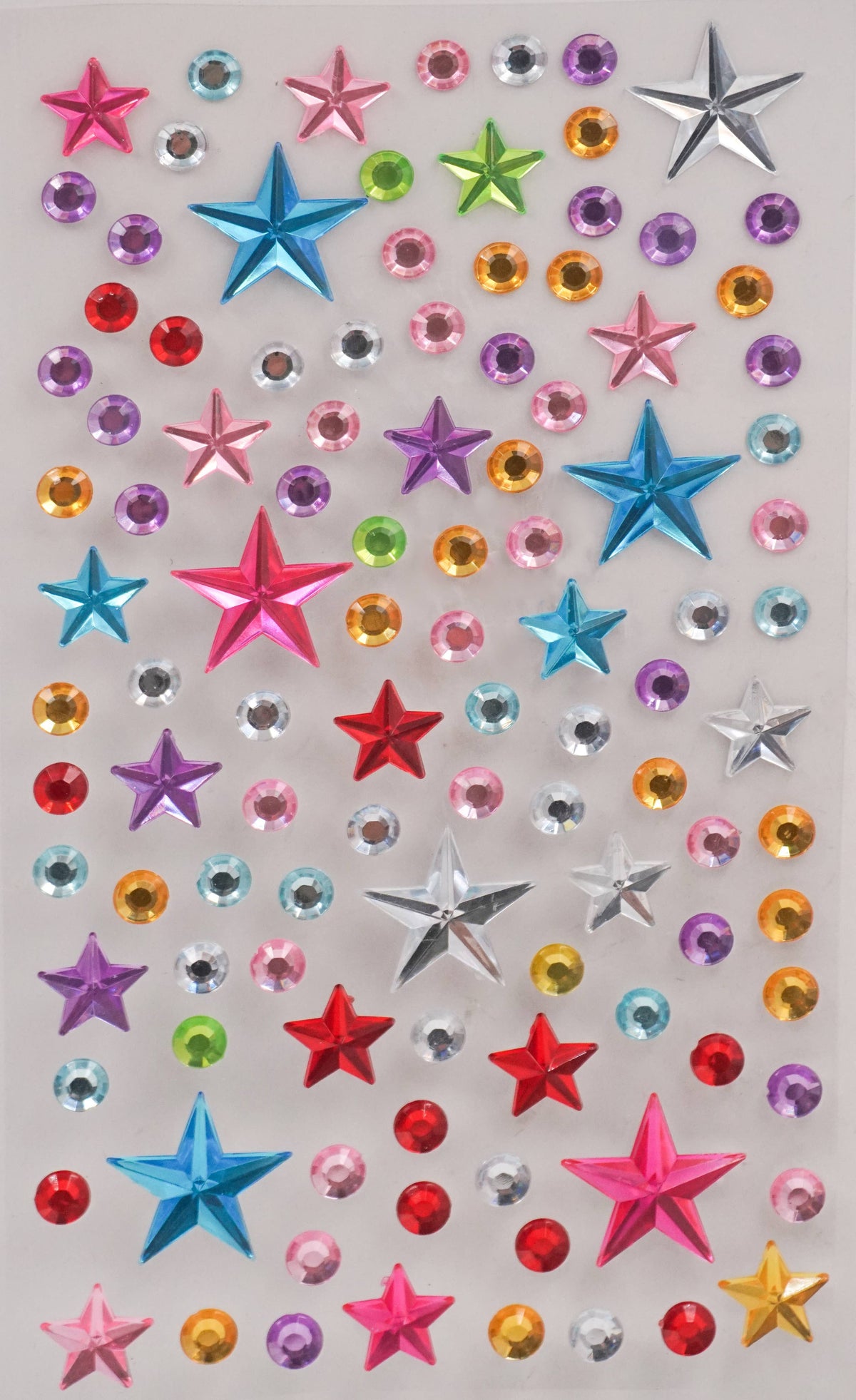 Rhinestone Sticker, Round and Star Shape, Multi-Color