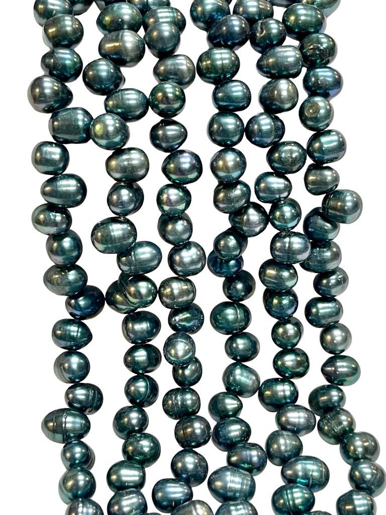 Peacock Teal Green Freshwater Pearl Gemstone Beads – 8mm