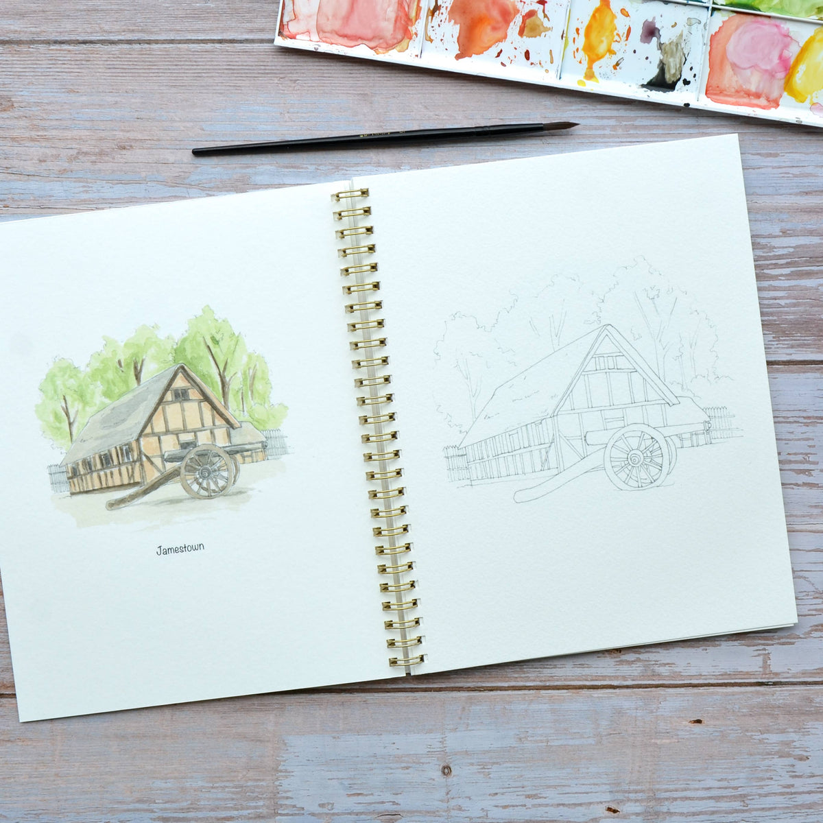 Watercolor workbook, Virginia Themed Watercoloring book