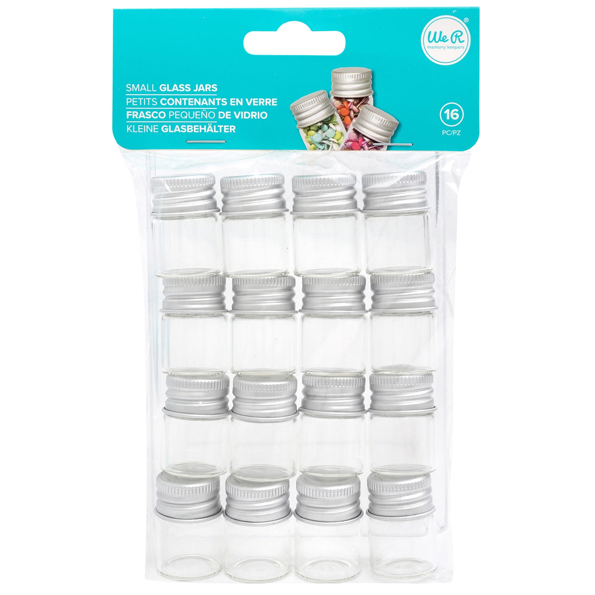 We R Memory Keepers Glass Jar Storage Bottles-Small 16/Pkg