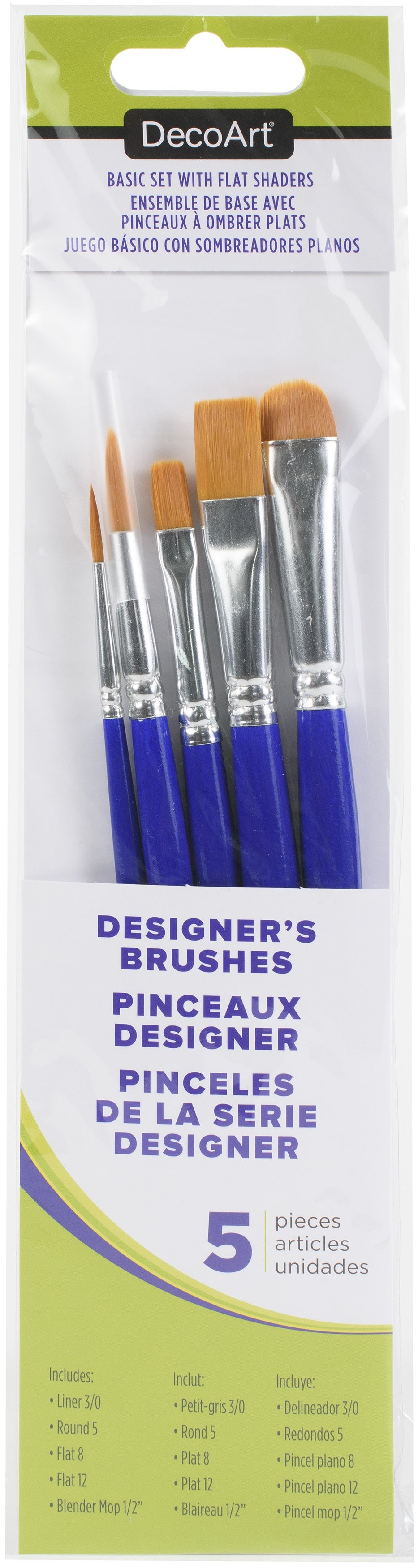 DecoArt Designer Series Brushes-Basics With Flat Shaders Set