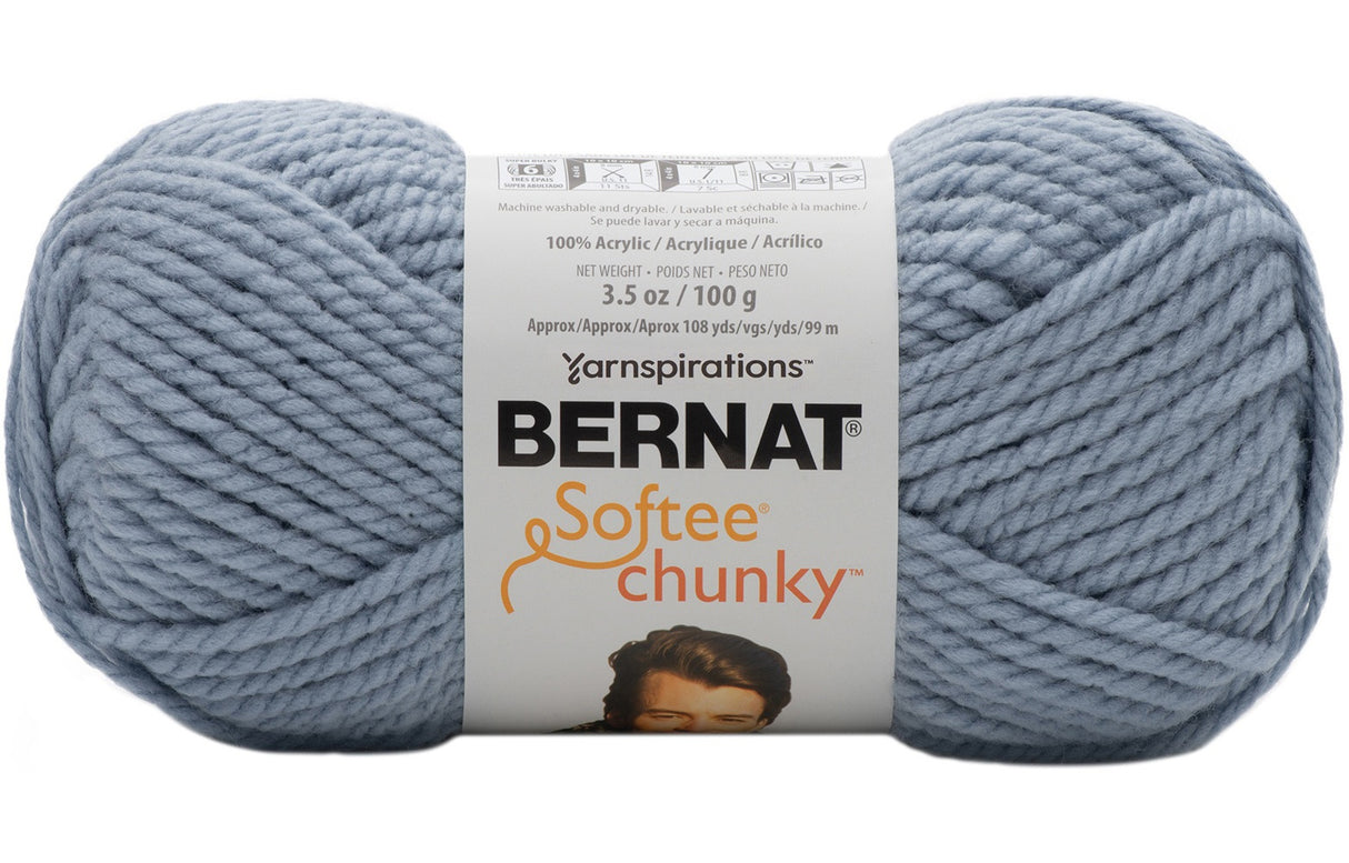 Bernat Softee Chunky Yarn-Gray Blue