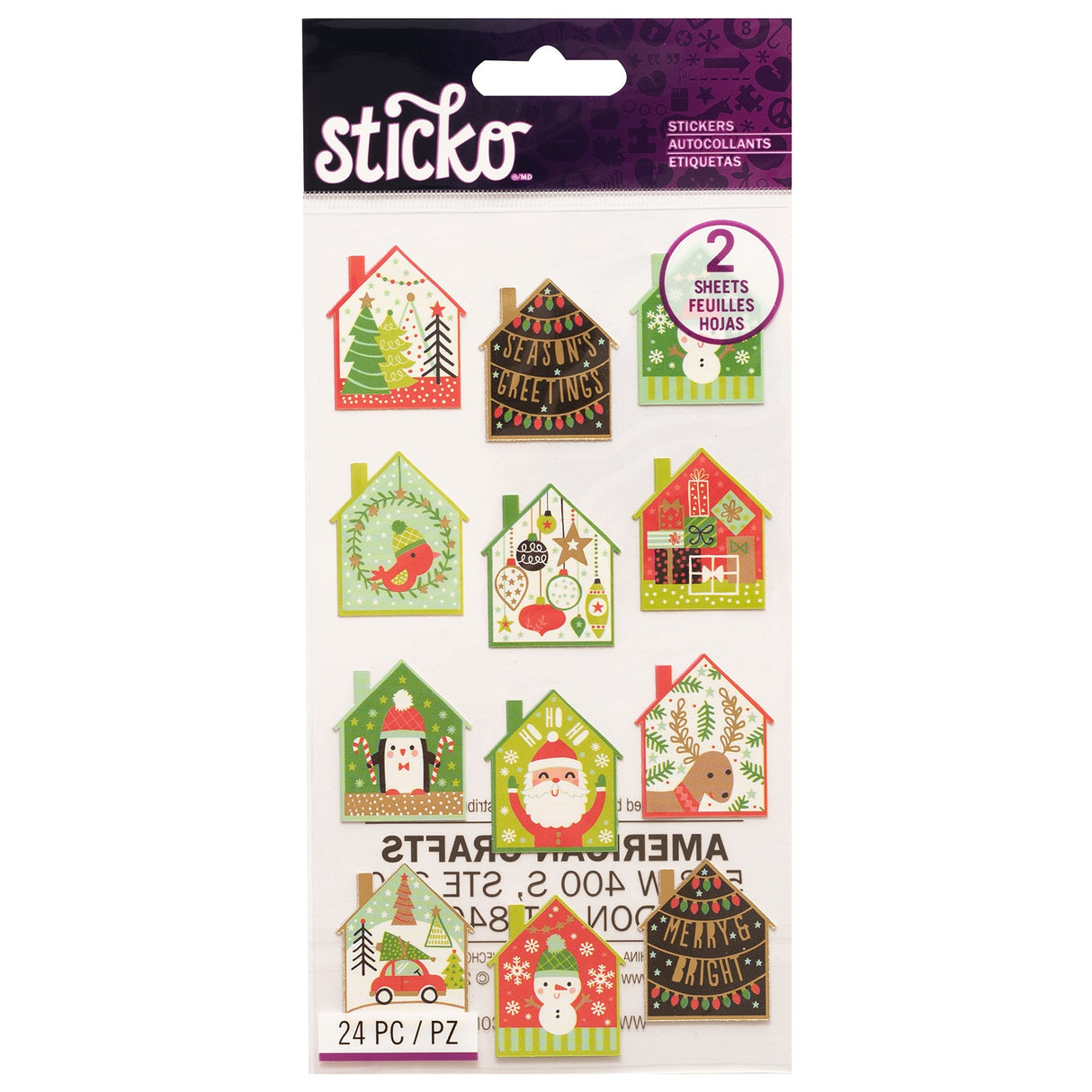 Sticko Flat Stickers-Holiday Scene, 24/Pkg