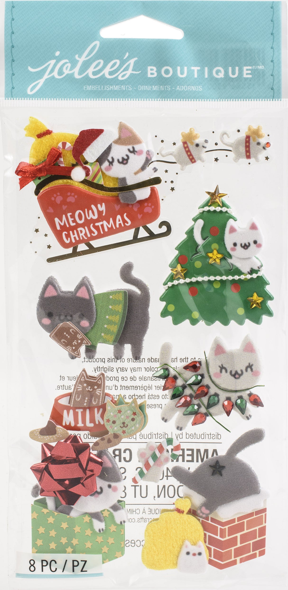 Jolee's Boutique Themed Embellishments 8/Pkg-Meowy Christmas