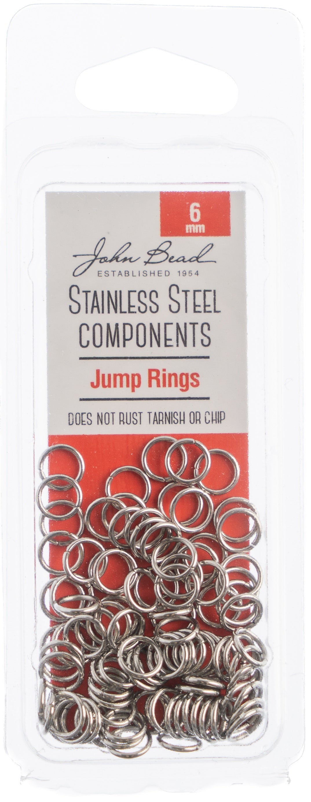 John Bead Stainless Steel Jump Ring 100/Pkg-6mm