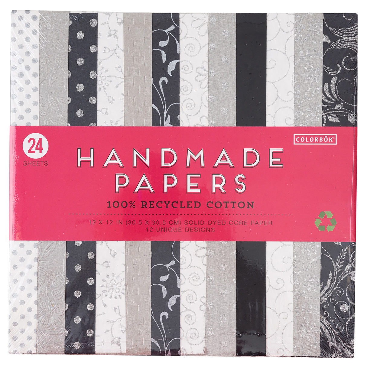 Colorbok Handmade Cardstock Pad 12"X12" 24/Pkg-Black & White