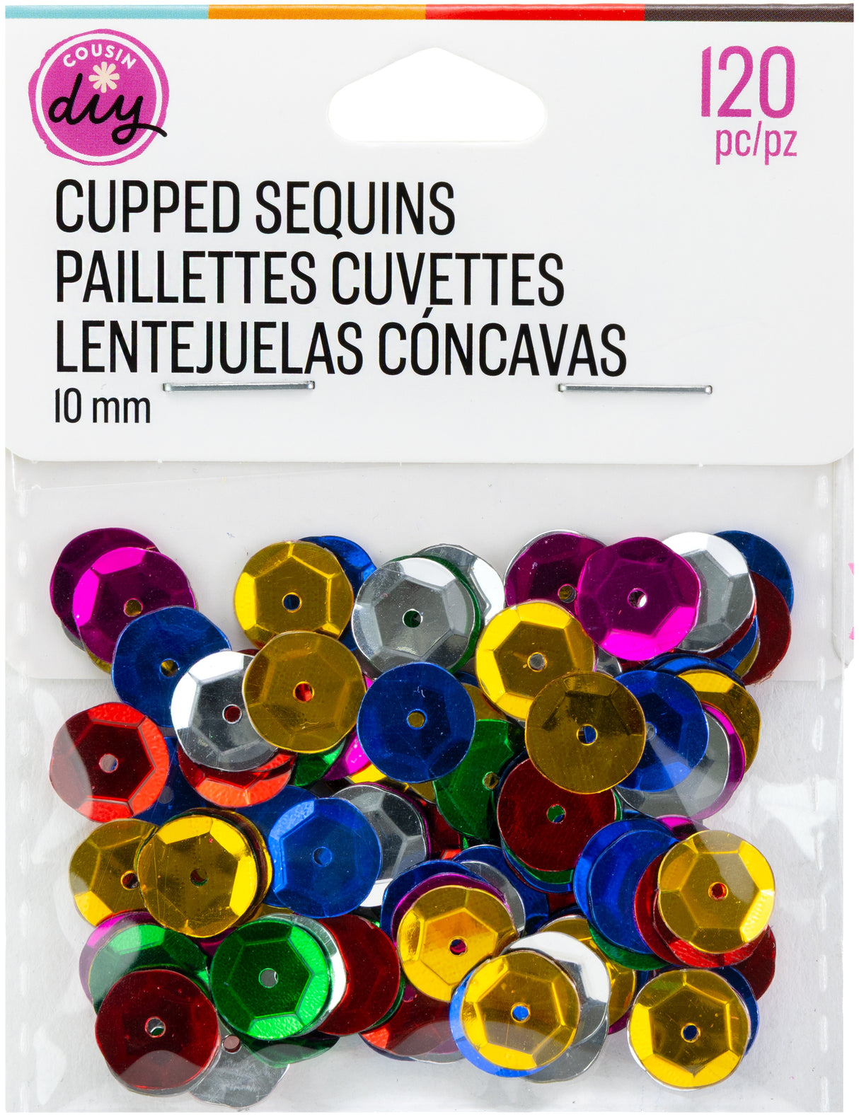 CousinDIY Cupped Sequins-Multi, 10mm 120/Pkg