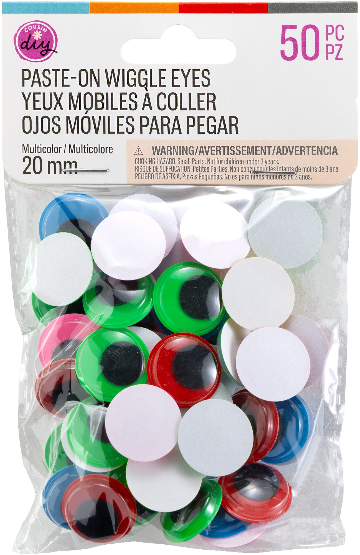 CousinDIY Paste-On Wiggle Eyes 20mm 50/Pkg-Black