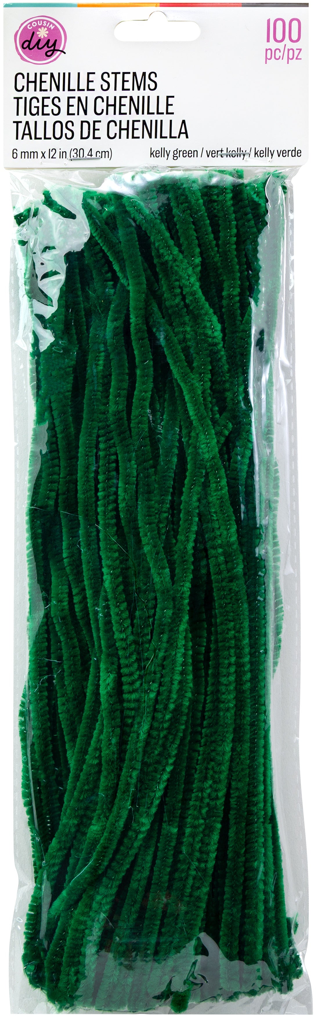 CousinDIY Chenille Stems 6mmx12" 100/Pkg-Kelly Green