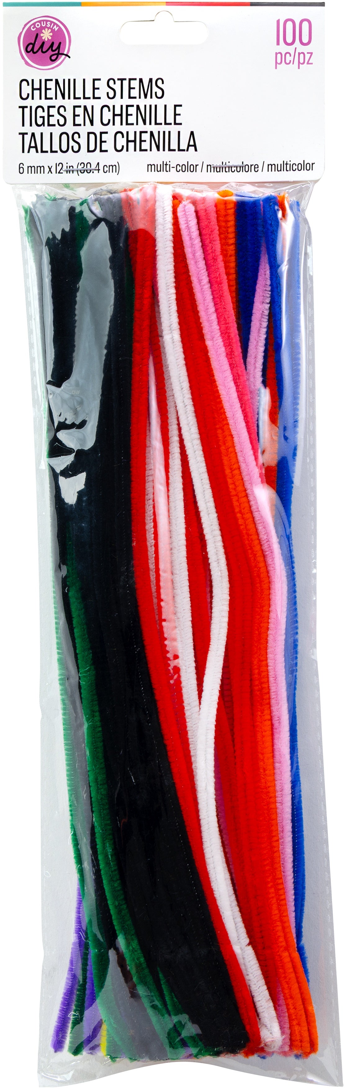 CousinDIY Chenille Stems 6mmx12" 100/Pkg-Multi