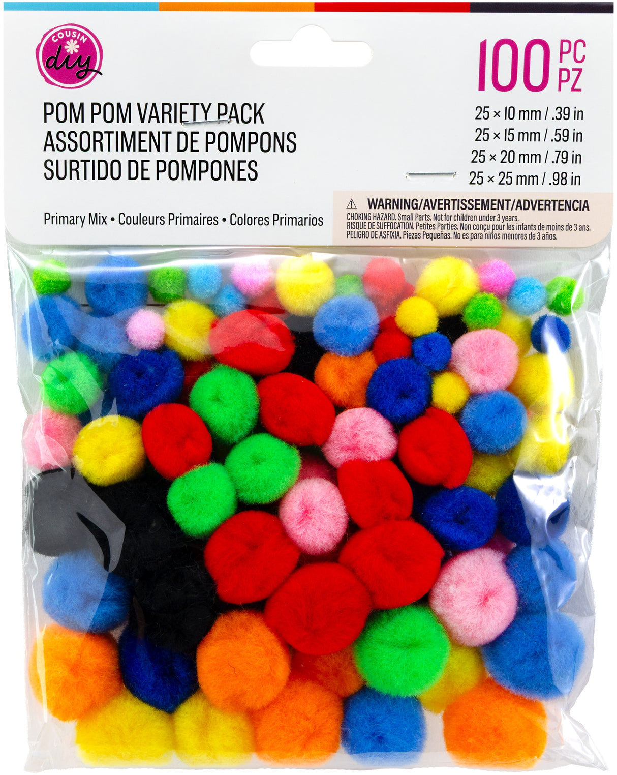 CousinDIY Pom-Pom Variety Pack 100/Pkg-Multi