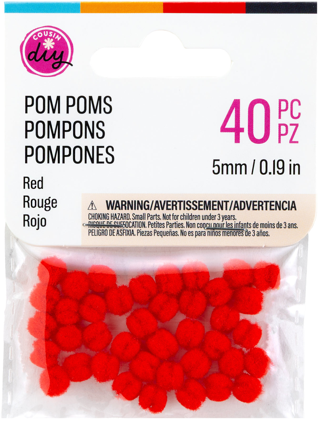 CousinDIY Pom-Poms 5mm 40/Pkg-Red