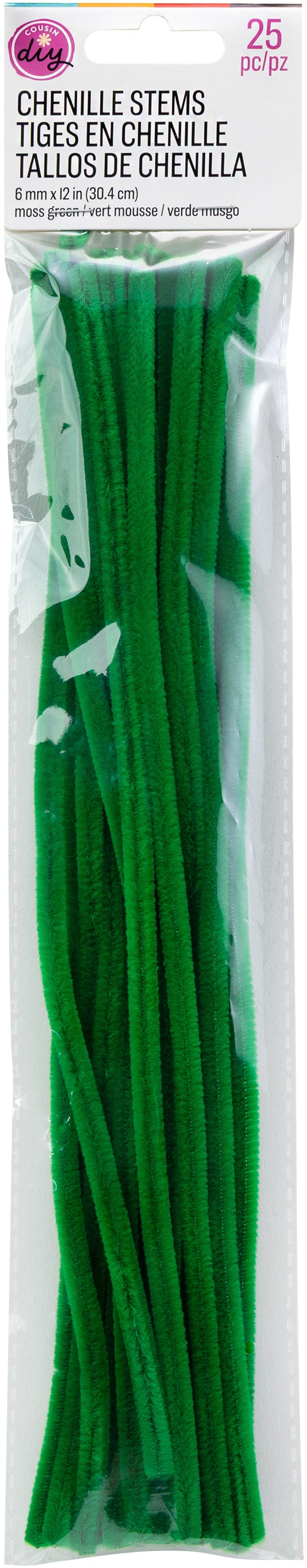 CousinDIY Chenille Stems 6mmx12" 25/Pkg-Moss Green