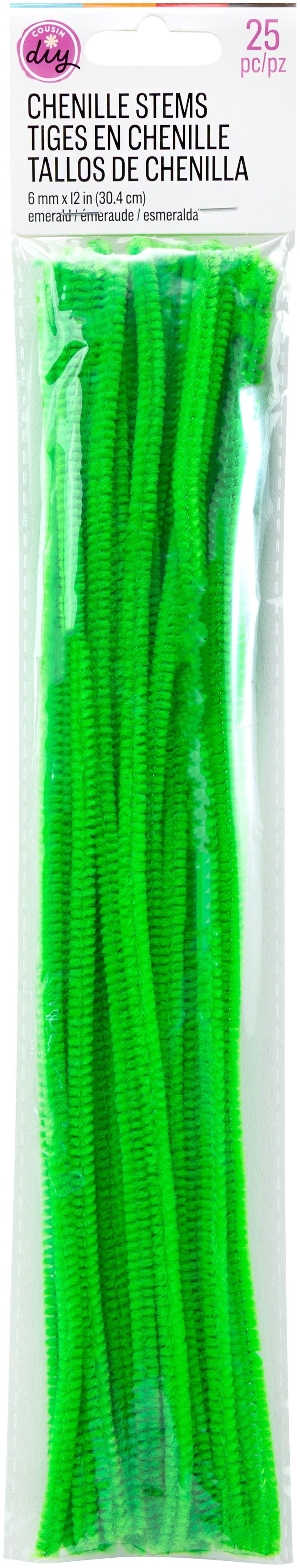 CousinDIY Chenille Stems 6mmx12" 25/Pkg-Emerald Green