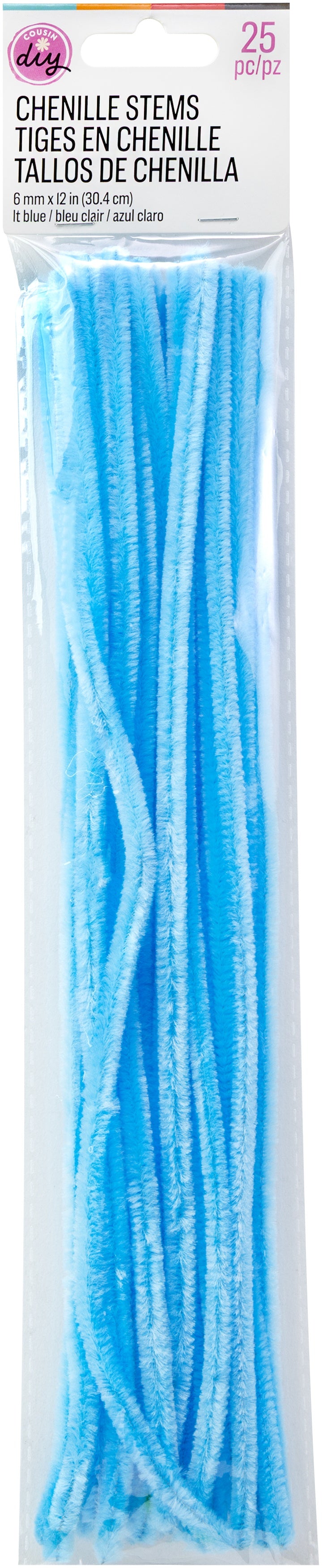 CousinDIY Chenille Stems 6mmx12" 25/Pkg-Light Blue