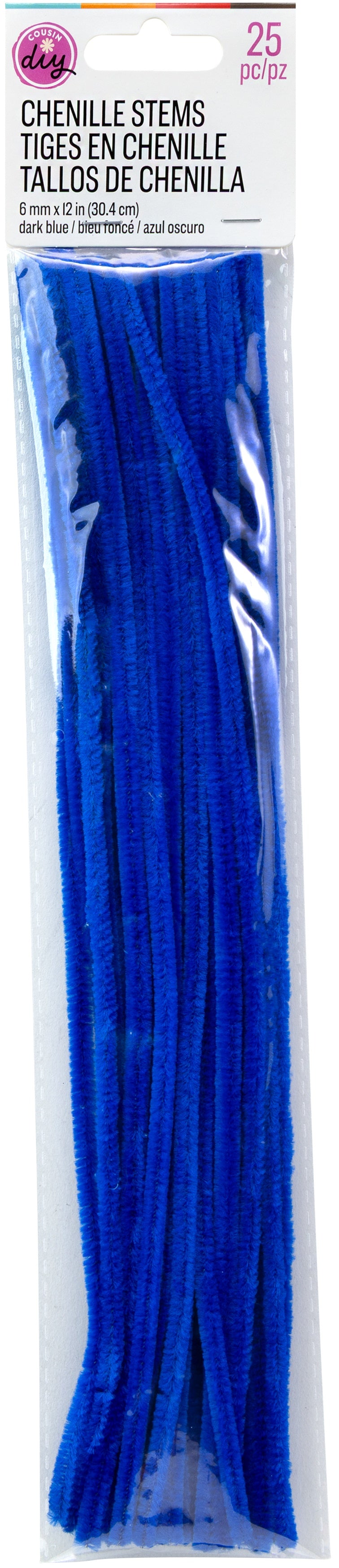 CousinDIY Chenille Stems 6mmx12" 25/Pkg-Dark Blue