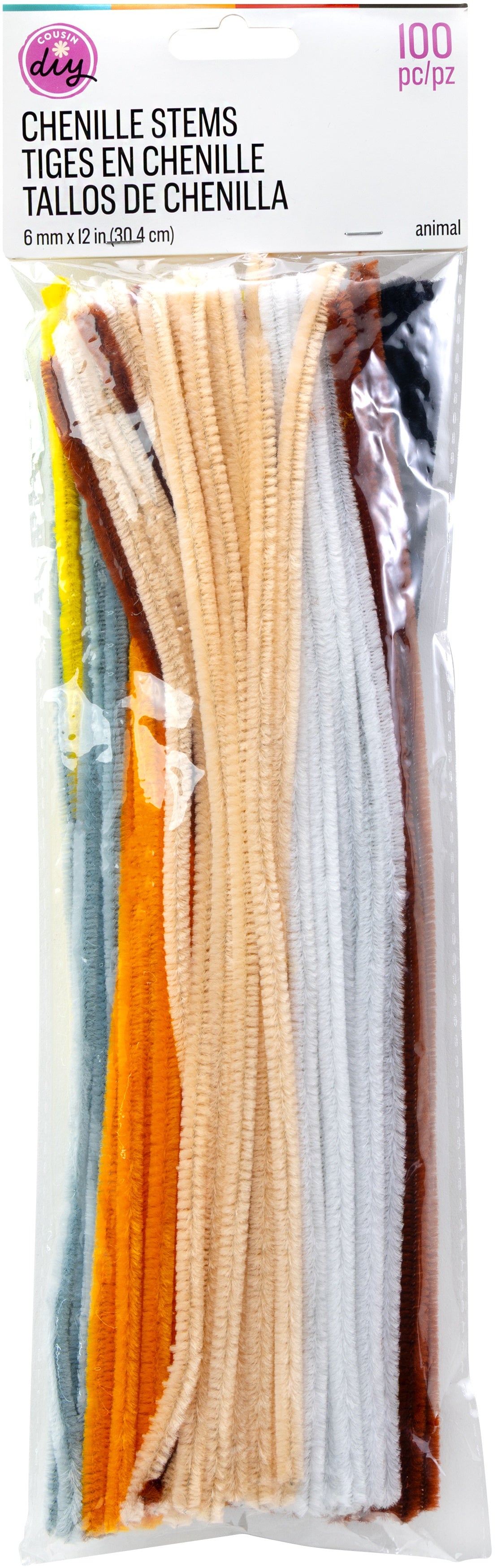 CousinDIY Chenille Stems 6mmx12" 100/Pkg-Animal