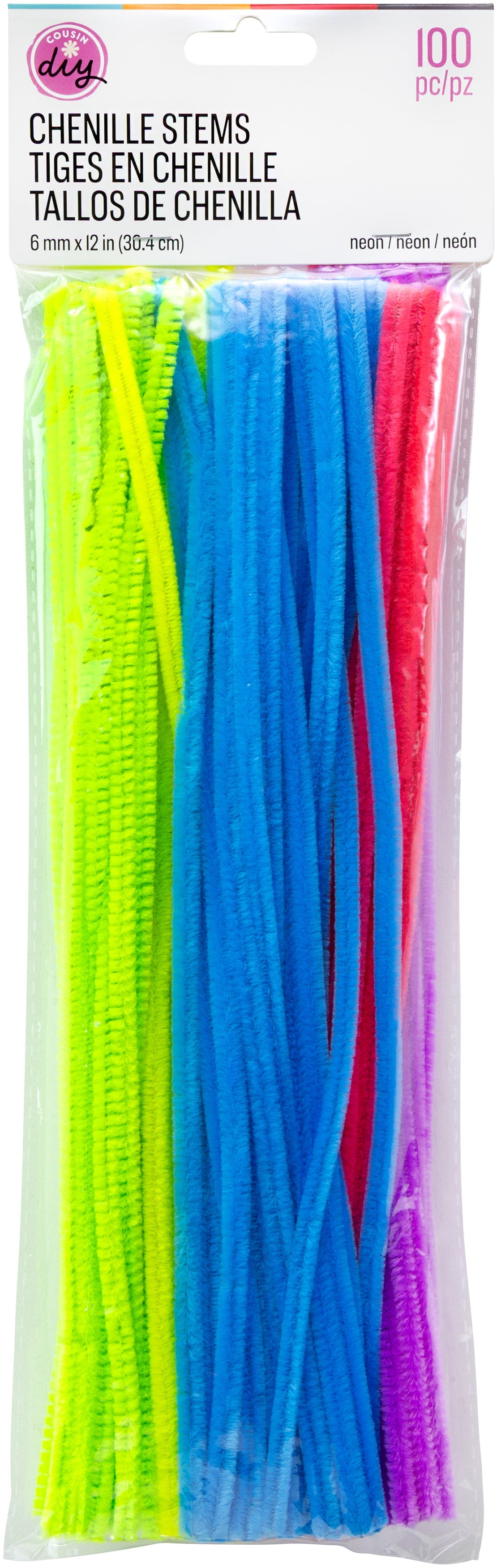 CousinDIY Chenille Stems 6mmx12" 100/Pkg-Neon