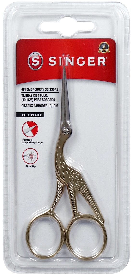 SINGER Forged Stork Embroidery Scissors 4.5"-Gold