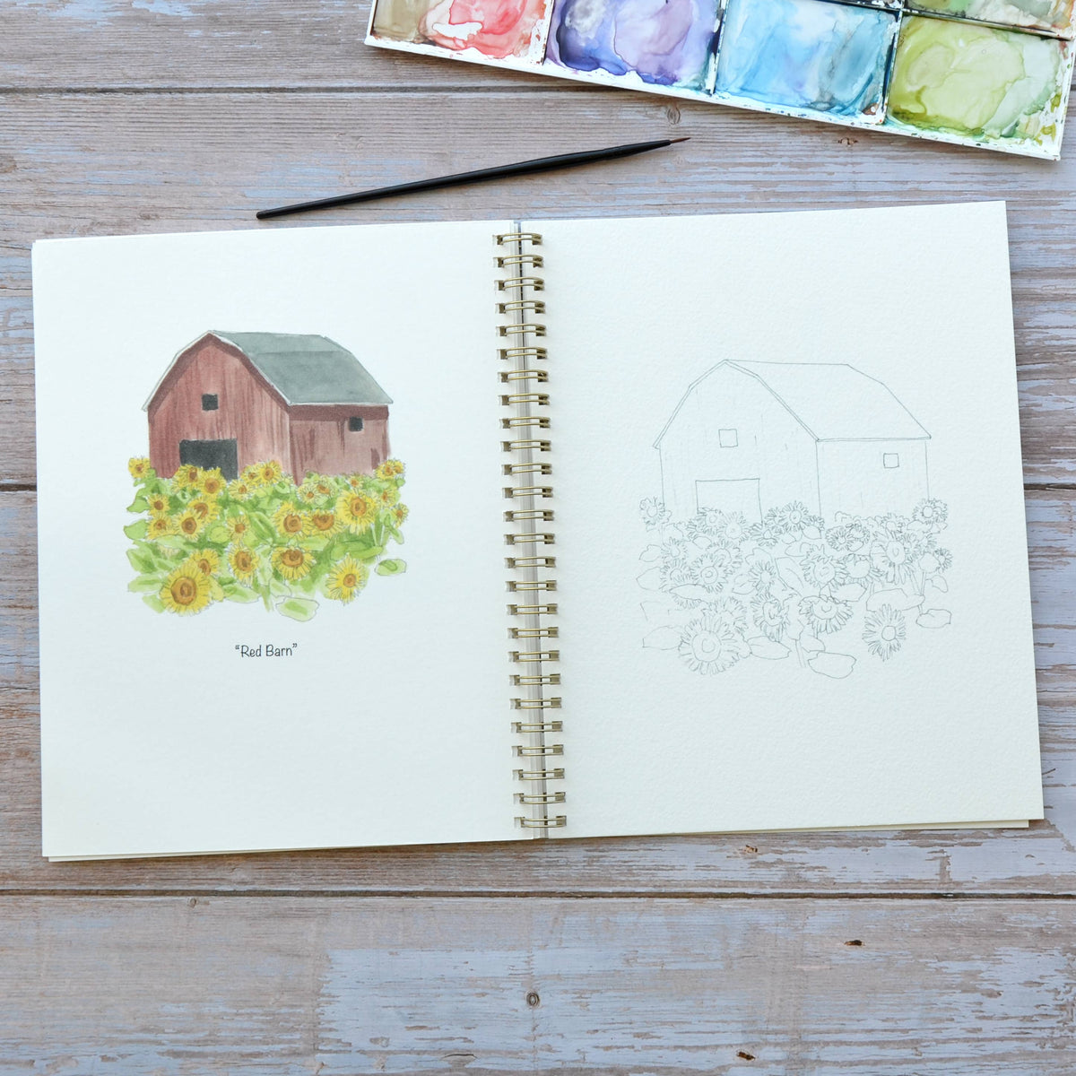 Watercolor workbook, Sunflower Watercoloring book