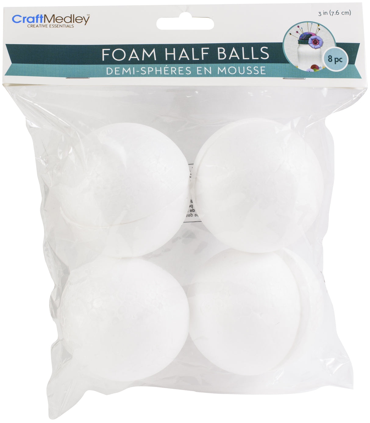 Craft Medley Foam Half Ball 8/Pkg-3"