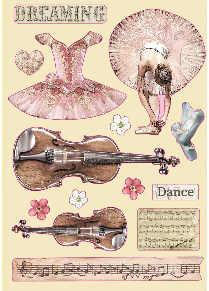Stamperia Wooden Shapes A5-Violin & Dance, Passion