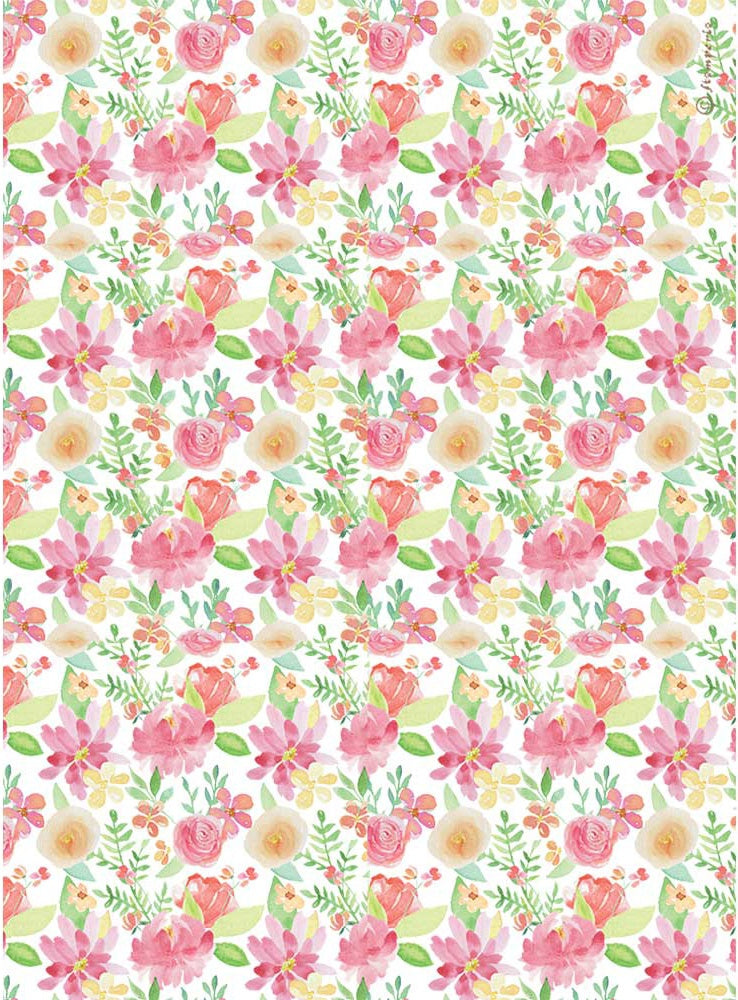 Stamperia Rice Paper Sheet A4-Aquerel Flower, Circle Of Love